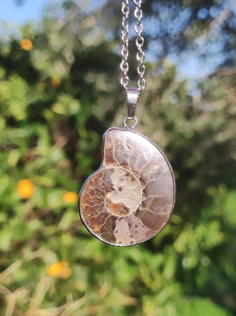 Ammonite Schnecke ~ Anhänger Kette ~HIPPIE ~GOA ~Boho ~Ethno ~Nature ~Heilstein ~Fossil ~Spirale - Art of Nature Berlin