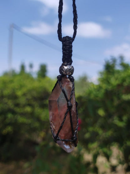 Amphibole Angel Phantom Quarz ~ Makramee Edelstein Kette ~HIPPIE ~GOA ~Boho ~Ethno ~Nature ~Heilstein ~roh Mineral Rarität - Art of Nature Berlin