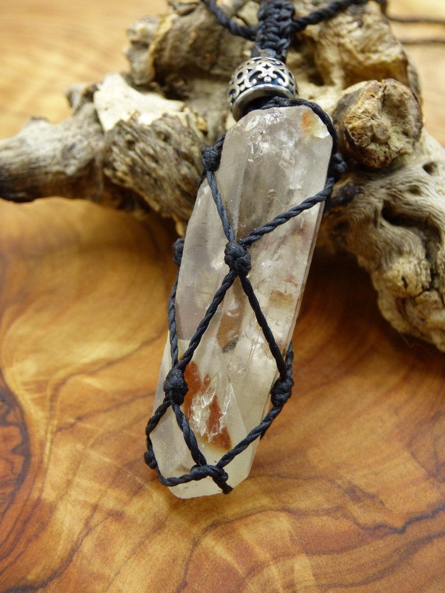 Amphibole Angel Phantom Quarz ~ Makramee Edelstein Kette ~HIPPIE ~GOA ~Boho ~Ethno ~Nature ~Heilstein ~roh Mineral Rarität - Art of Nature Berlin