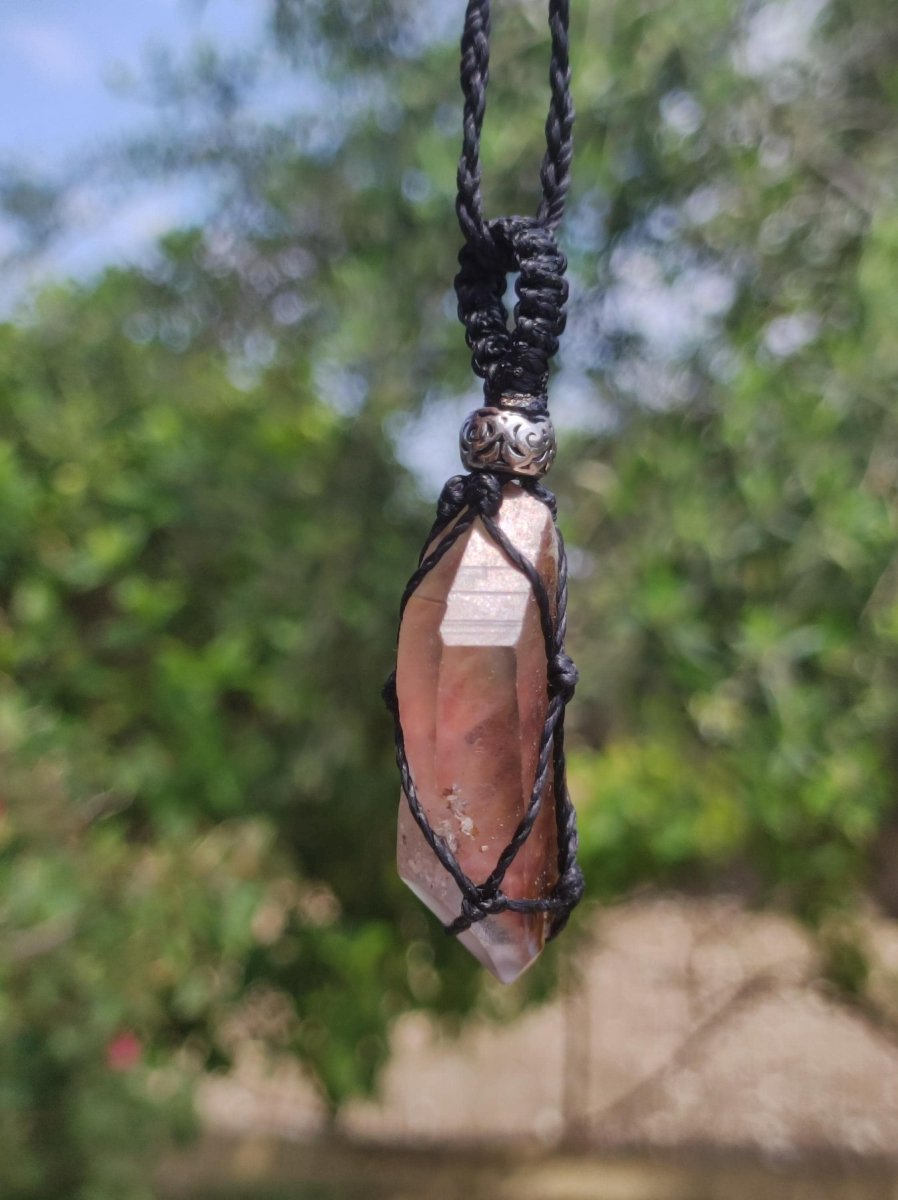 Amphibole Angel Phantom Quarz ~ Makramee Edelstein Kette ~HIPPIE ~GOA ~Boho ~Ethno ~Nature ~Heilstein ~roh Mineral Rarität - Art of Nature Berlin