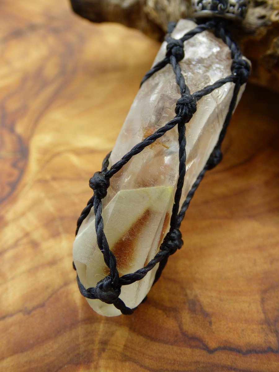 Amphibole Angel Phantom Quarz ~ Makramee Edelstein Kette ~HIPPIE ~GOA ~Boho ~Ethno ~Nature ~Heilstein ~roh Mineral Rarität - Art of Nature Berlin