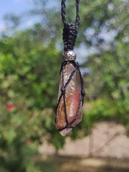 Amphibole Angel Phantom Quarz ~ Makramee Edelstein Kette ~HIPPIE ~GOA ~Boho ~Ethno ~Nature ~Heilstein ~roh Mineral Rarität - Art of Nature Berlin