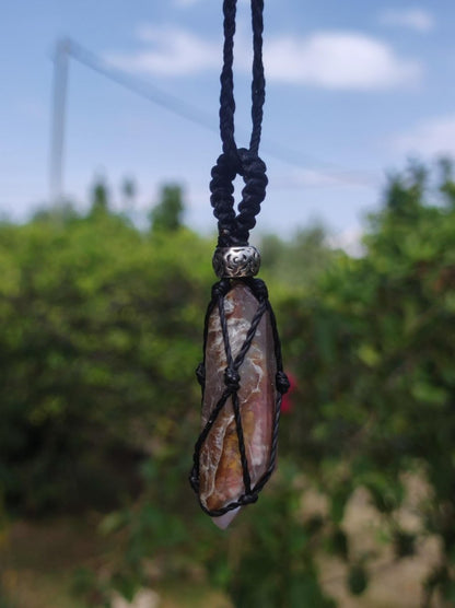 Amphibole Angel Phantom Quarz ~ Makramee Edelstein Kette ~HIPPIE ~GOA ~Boho ~Ethno ~Nature ~Heilstein ~roh Mineral Rarität - Art of Nature Berlin