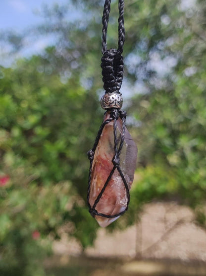 Amphibole Angel Phantom Quarz ~ Makramee Edelstein Kette ~HIPPIE ~GOA ~Boho ~Ethno ~Nature ~Heilstein ~roh Mineral Rarität - Art of Nature Berlin