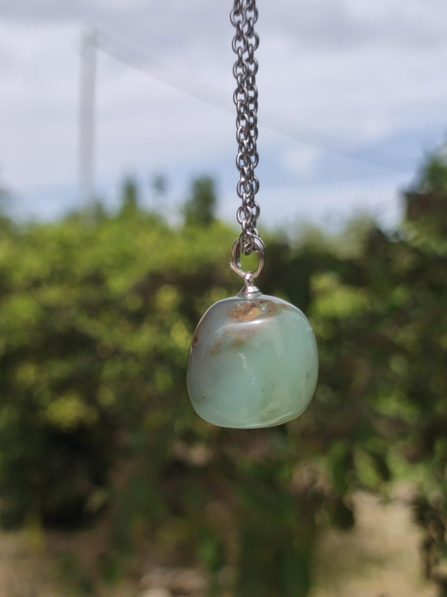 Andenopal - Edelstein Kette 925 Silber blau klar Hippie Goa Boho Tibet Ethno Natur Heilstein Kraft Anhänger Mann Frau Sie Geschenk Rarität - Art of Nature Berlin