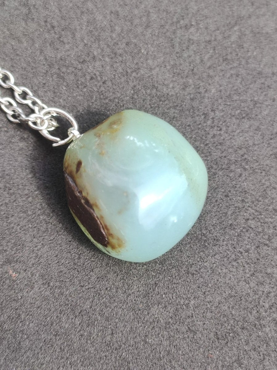 Andenopal - Edelstein Kette 925 Silber blau klar Hippie Goa Boho Tibet Ethno Natur Heilstein Kraft Anhänger Mann Frau Sie Geschenk Rarität - Art of Nature Berlin