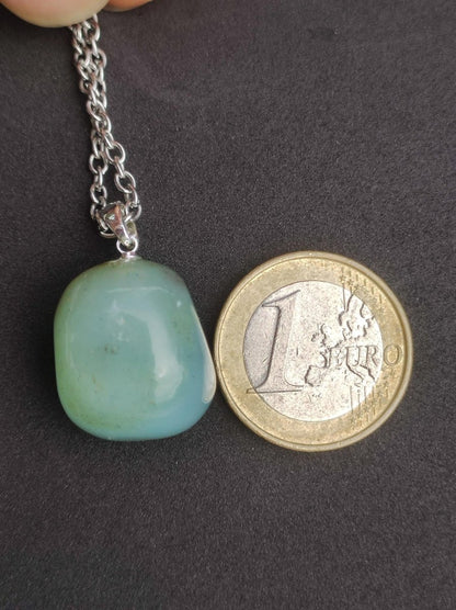 Andenopal - Edelstein Kette 925 Silber blau klar Hippie Goa Boho Tibet Ethno Natur Heilstein Kraft Anhänger Mann Frau Sie Geschenk Rarität - Art of Nature Berlin