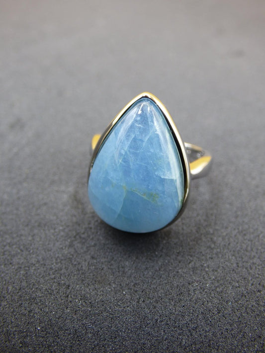 Aquamarin 925 Silber Ring Größenverstellbar Edelstein blau Natur facettiert Schliff Heilstein Rarität Hochwertig Edel Geschenk Frau Freundin - Art of Nature Berlin