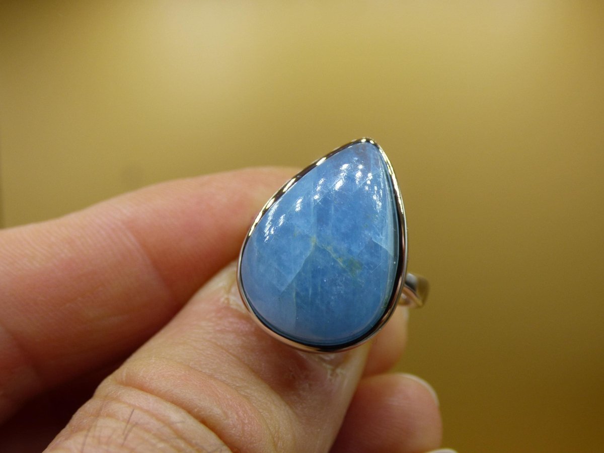 Aquamarin 925 Silber Ring Größenverstellbar Edelstein blau Natur facettiert Schliff Heilstein Rarität Hochwertig Edel Geschenk Frau Freundin - Art of Nature Berlin