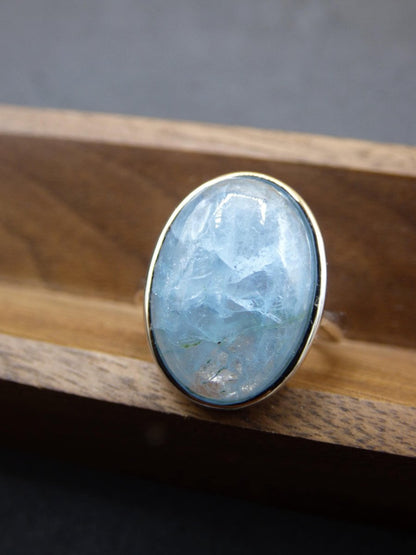 Aquamarin 925 Silber Ring Größenverstellbar Edelstein blau Natur facettiert Schliff Heilstein Rarität Hochwertig Edel Geschenk Frau Freundin - Art of Nature Berlin