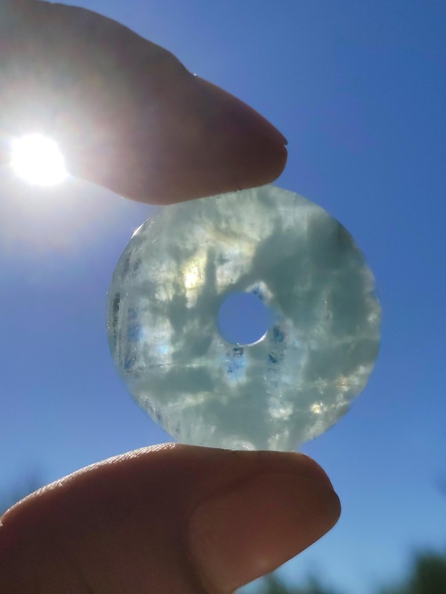 Aquamarin A 30mm Edelstein Donut Kette blau Rarität Natur Heilstein Kristall Anhänger Mann Frau Kind Er Sie Bruder Schwester Geschenk - Art of Nature Berlin