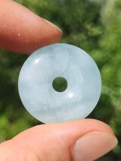 Aquamarin A 30mm Edelstein Donut Kette blau Rarität Natur Heilstein Kristall Anhänger Mann Frau Kind Er Sie Bruder Schwester Geschenk - Art of Nature Berlin