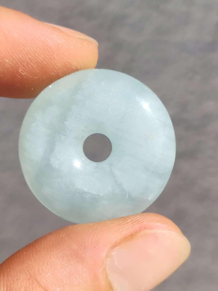 Aquamarin A 30mm Edelstein Donut Kette blau Rarität Natur Heilstein Kristall Anhänger Mann Frau Kind Er Sie Bruder Schwester Geschenk - Art of Nature Berlin