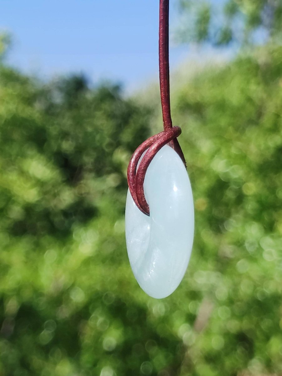 Aquamarin A 30mm Edelstein Donut Kette blau Rarität Natur Heilstein Kristall Anhänger Mann Frau Kind Er Sie Bruder Schwester Geschenk - Art of Nature Berlin