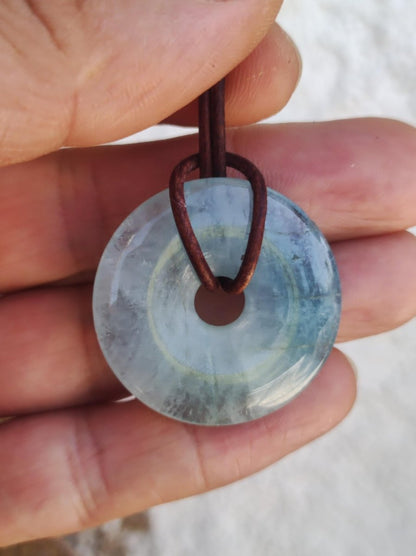 Aquamarin A 30mm Edelstein Donut Kette blau Rarität Natur Heilstein Kristall Anhänger Mann Frau Kind Er Sie Bruder Schwester Geschenk - Art of Nature Berlin