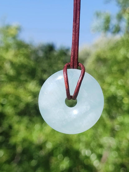 Aquamarin A 30mm Edelstein Donut Kette blau Rarität Natur Heilstein Kristall Anhänger Mann Frau Kind Er Sie Bruder Schwester Geschenk - Art of Nature Berlin