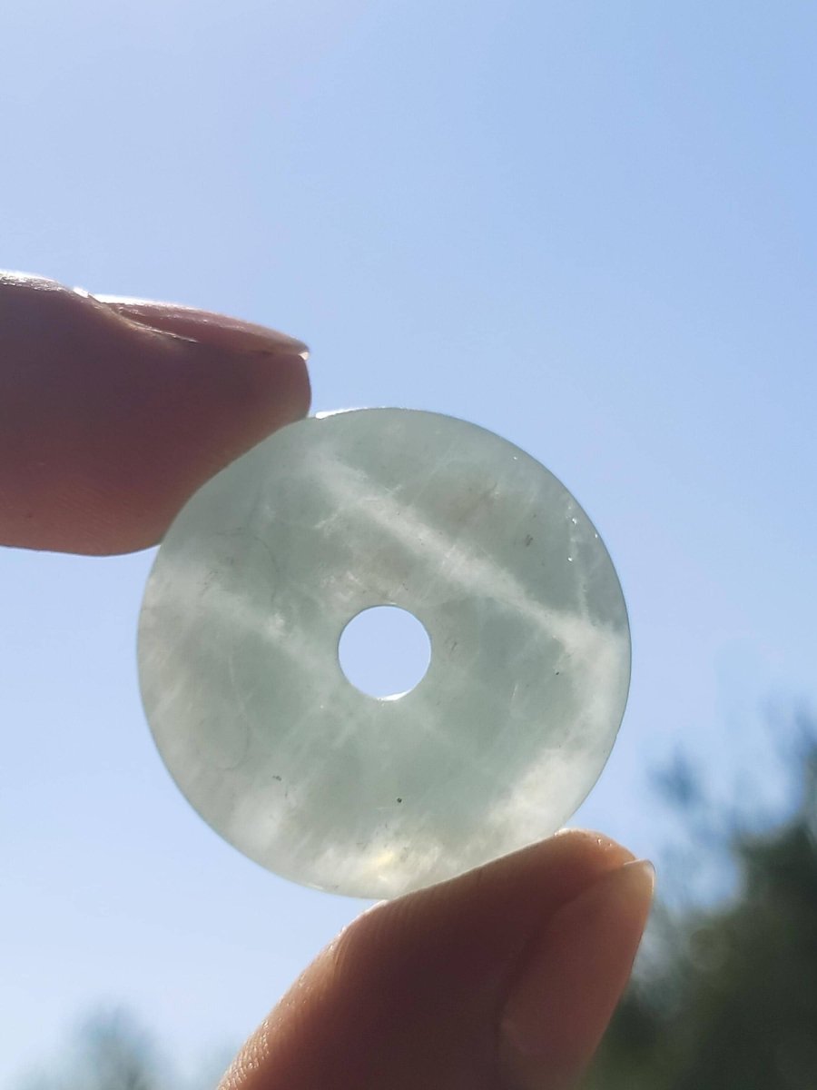 Aquamarin A 30mm Edelstein Donut Kette blau Rarität Natur Heilstein Kristall Anhänger Mann Frau Kind Er Sie Bruder Schwester Geschenk - Art of Nature Berlin