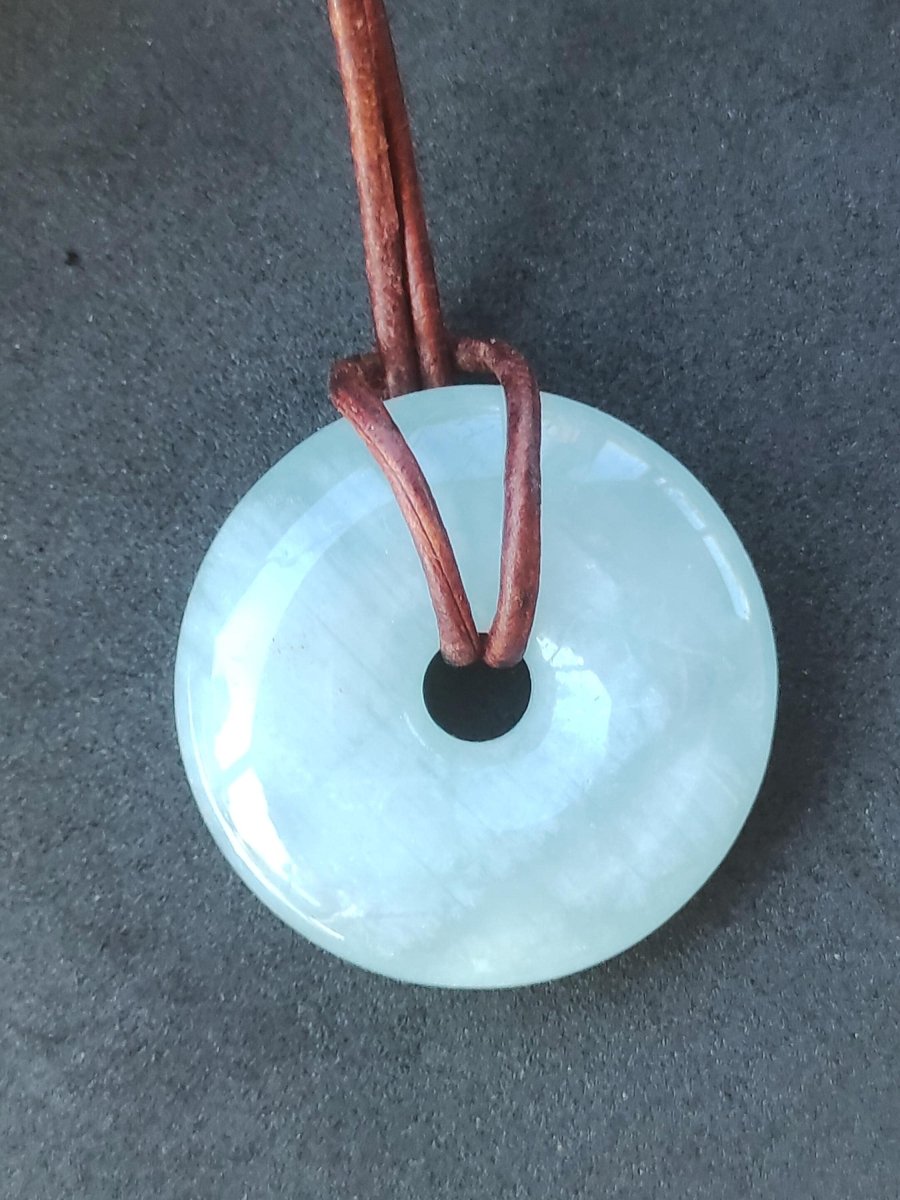 Aquamarin A 30mm Edelstein Donut Kette blau Rarität Natur Heilstein Kristall Anhänger Mann Frau Kind Er Sie Bruder Schwester Geschenk - Art of Nature Berlin