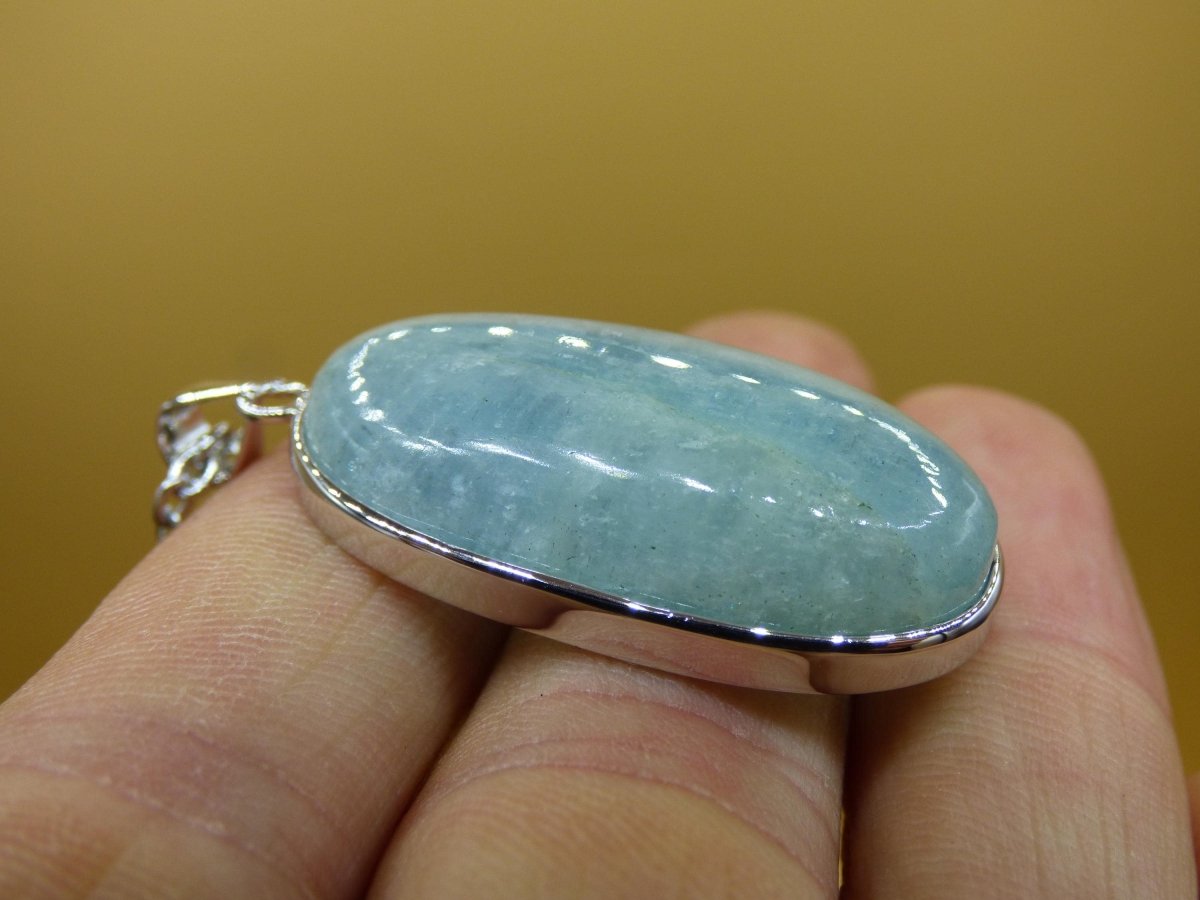 Aquamarin A - 925 Silber Edelstein Kette blau Anhänger Natur Heilstein Kristall Geschenk Mann Frau Mutter Vater Er Sie Freundin Rarität - Art of Nature Berlin