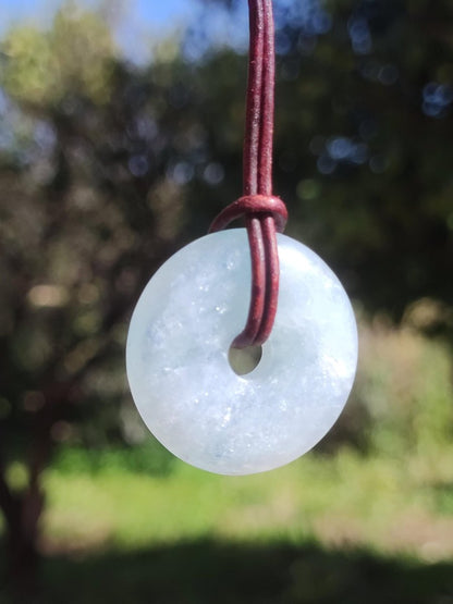 Aquamarin A ~ Edelstein Donut Kette blau Rarität Natur Heilstein Kristall Anhänger Mann Frau Kind Er Sie Bruder Schwester Geschenk Qualität - Art of Nature Berlin