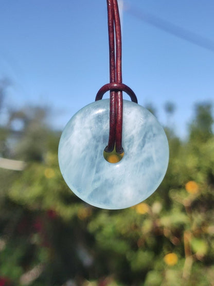 Aquamarin AAA 30mm Edelstein Donut Kette blau Rarität Natur Heilstein Kristall Anhänger Mann Frau Kind Er Sie Bruder Schwester Geschenk - Art of Nature Berlin