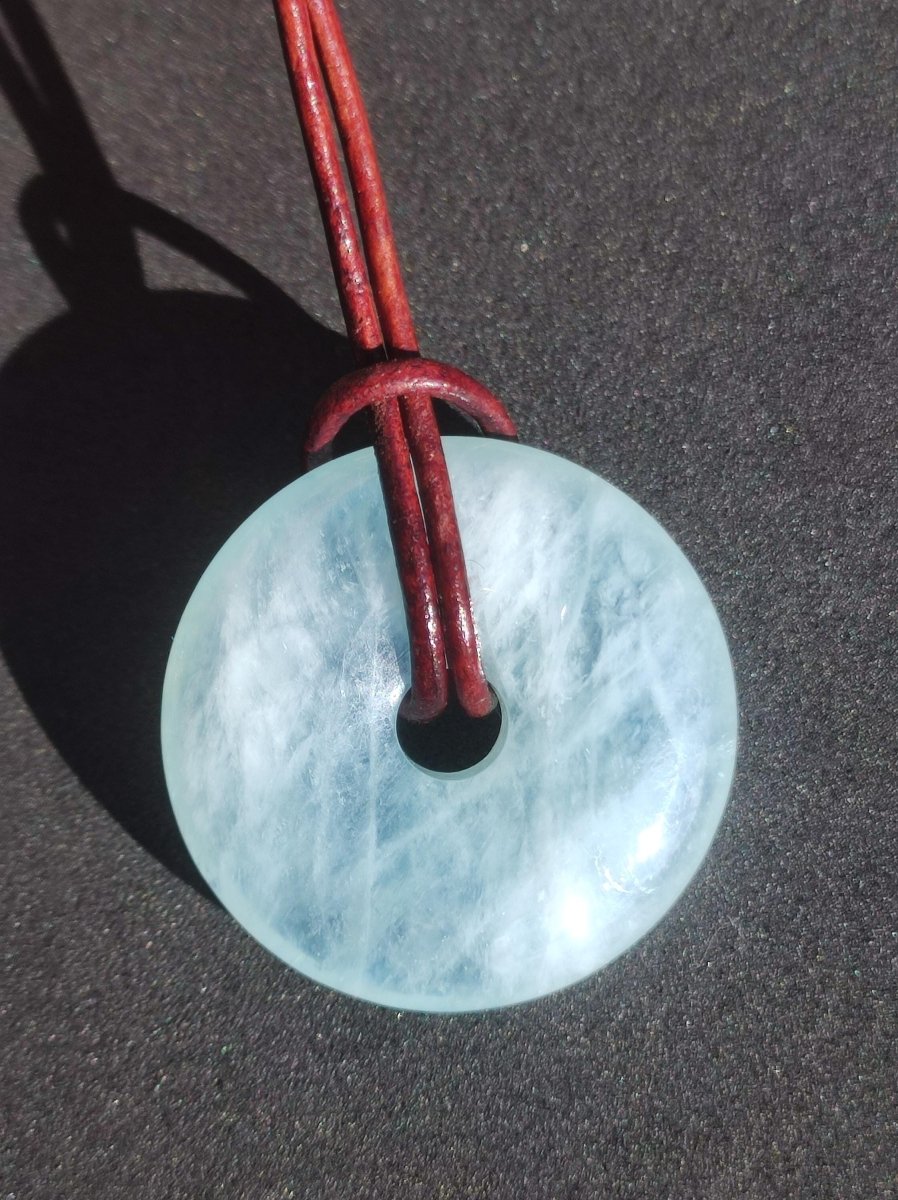 Aquamarin AAA 30mm Edelstein Donut Kette blau Rarität Natur Heilstein Kristall Anhänger Mann Frau Kind Er Sie Bruder Schwester Geschenk - Art of Nature Berlin