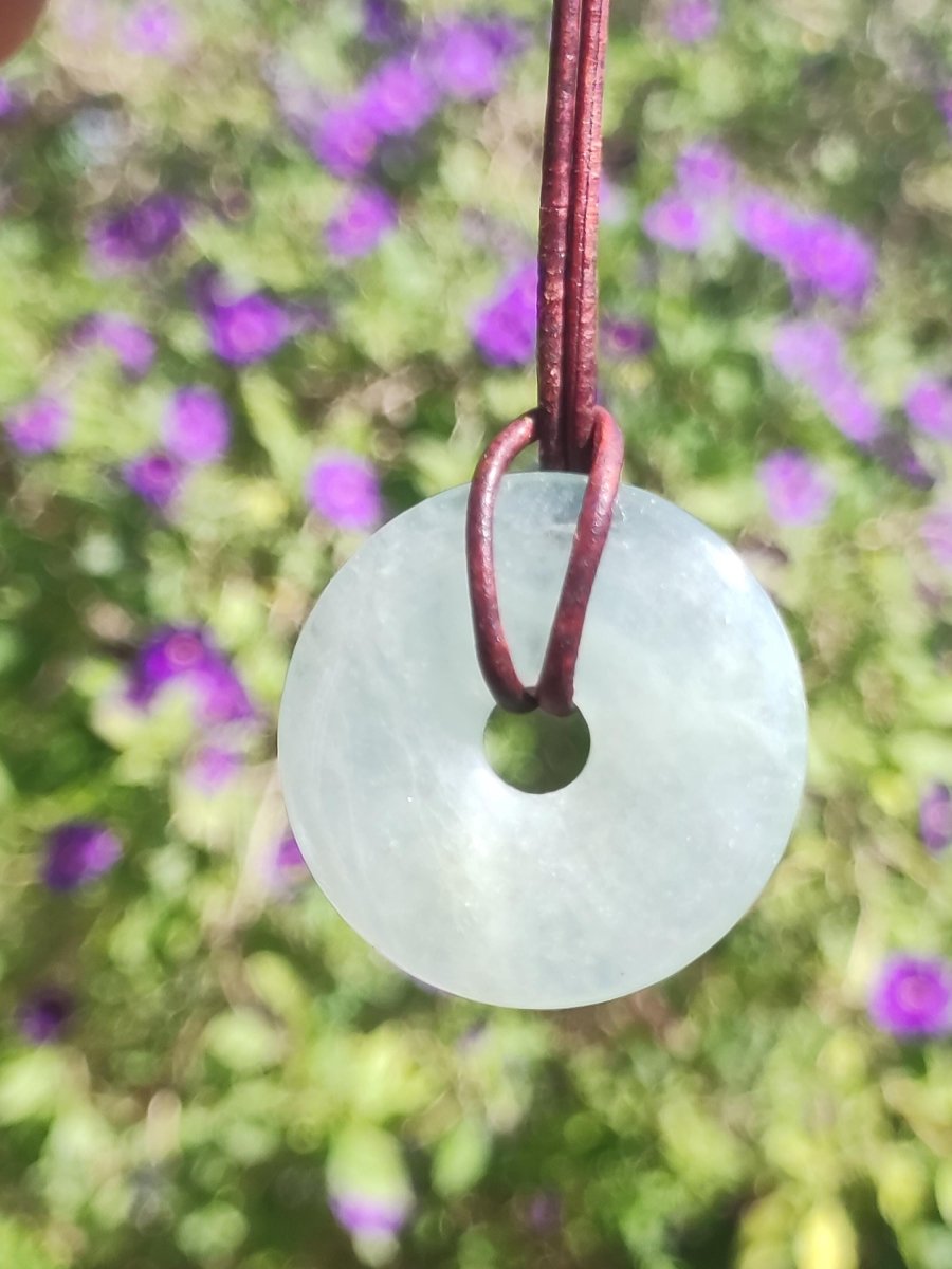 Aquamarin ~ Edelstein Donut Kette blau Rarität Natur Heilstein Kristall Anhänger Mann Frau Kind Er Sie Bruder Schwester Geschenk Qualität - Art of Nature Berlin