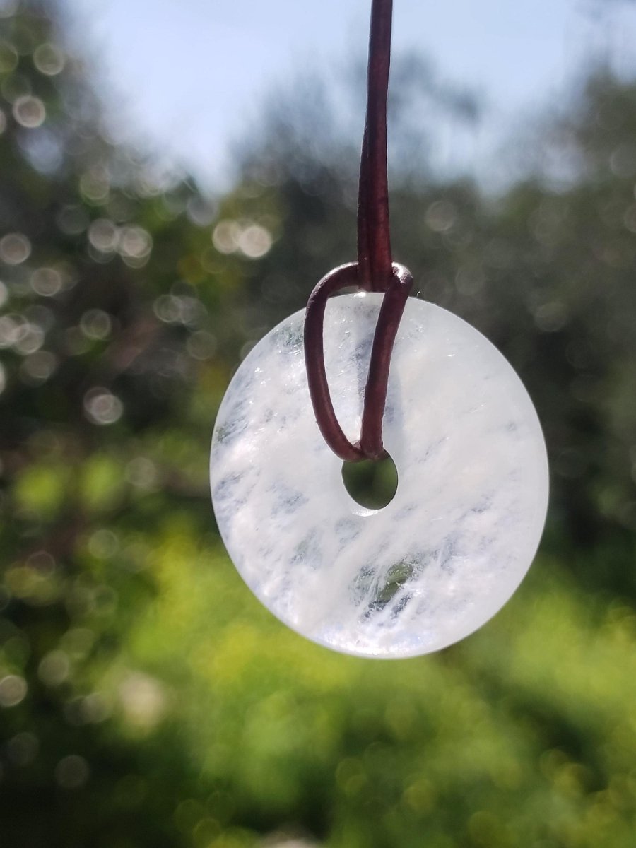 Aquamarin ~ Edelstein Donut Kette blau Rarität Natur Heilstein Kristall Anhänger Mann Frau Kind Er Sie Bruder Schwester Geschenk Qualität - Art of Nature Berlin