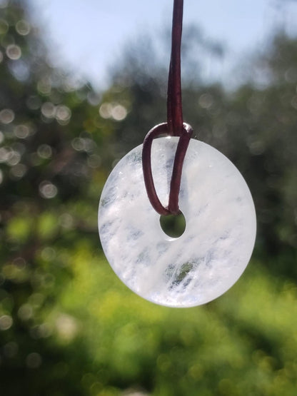 Aquamarin ~ Edelstein Donut Kette blau Rarität Natur Heilstein Kristall Anhänger Mann Frau Kind Er Sie Bruder Schwester Geschenk Qualität - Art of Nature Berlin