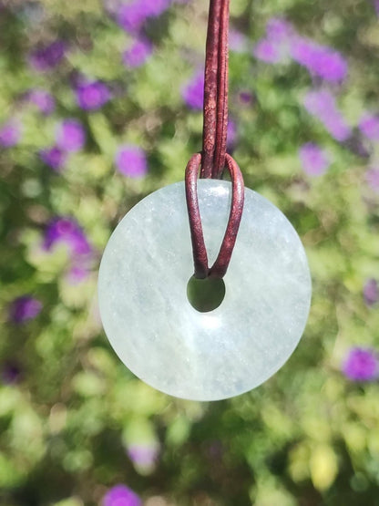 Aquamarin ~ Edelstein Donut Kette blau Rarität Natur Heilstein Kristall Anhänger Mann Frau Kind Er Sie Bruder Schwester Geschenk Qualität - Art of Nature Berlin
