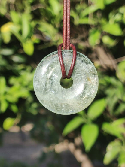 Aquamarin ~ Edelstein Donut Kette blau Rarität Natur Goa HIPPIE Heilstein Kristalle Anhänger Mann Frau Kind Geschenk Er Sie Bruder Schwester - Art of Nature Berlin