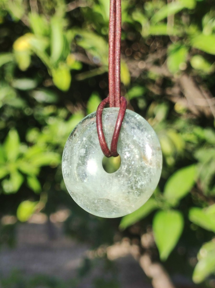 Aquamarin ~ Edelstein Donut Kette blau Rarität Natur Goa HIPPIE Heilstein Kristalle Anhänger Mann Frau Kind Geschenk Er Sie Bruder Schwester - Art of Nature Berlin