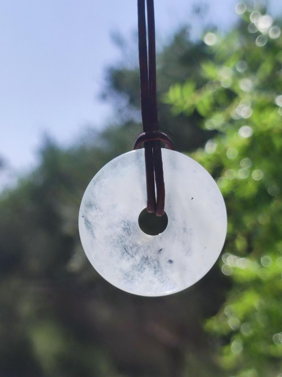 Aquamarin ~ Edelstein Donut Kette blau Rarität Natur Goa HIPPIE Heilstein Kristalle Anhänger Mann Frau Kind Geschenk Er Sie Bruder Schwester - Art of Nature Berlin