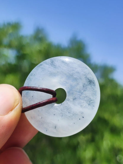 Aquamarin ~ Edelstein Donut Kette blau Rarität Natur Goa HIPPIE Heilstein Kristalle Anhänger Mann Frau Kind Geschenk Er Sie Bruder Schwester - Art of Nature Berlin