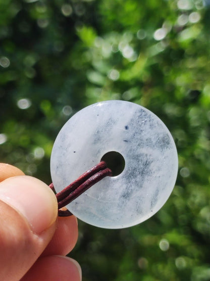 Aquamarin ~ Edelstein Donut Kette blau Rarität Natur Goa HIPPIE Heilstein Kristalle Anhänger Mann Frau Kind Geschenk Er Sie Bruder Schwester - Art of Nature Berlin