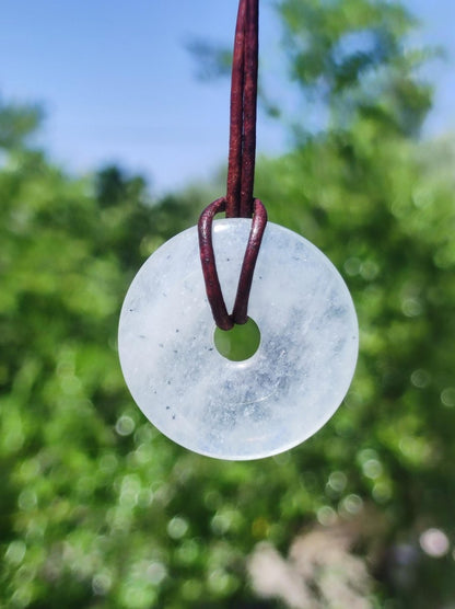 Aquamarin ~ Edelstein Donut Kette blau Rarität Natur Goa HIPPIE Heilstein Kristalle Anhänger Mann Frau Kind Geschenk Er Sie Bruder Schwester - Art of Nature Berlin