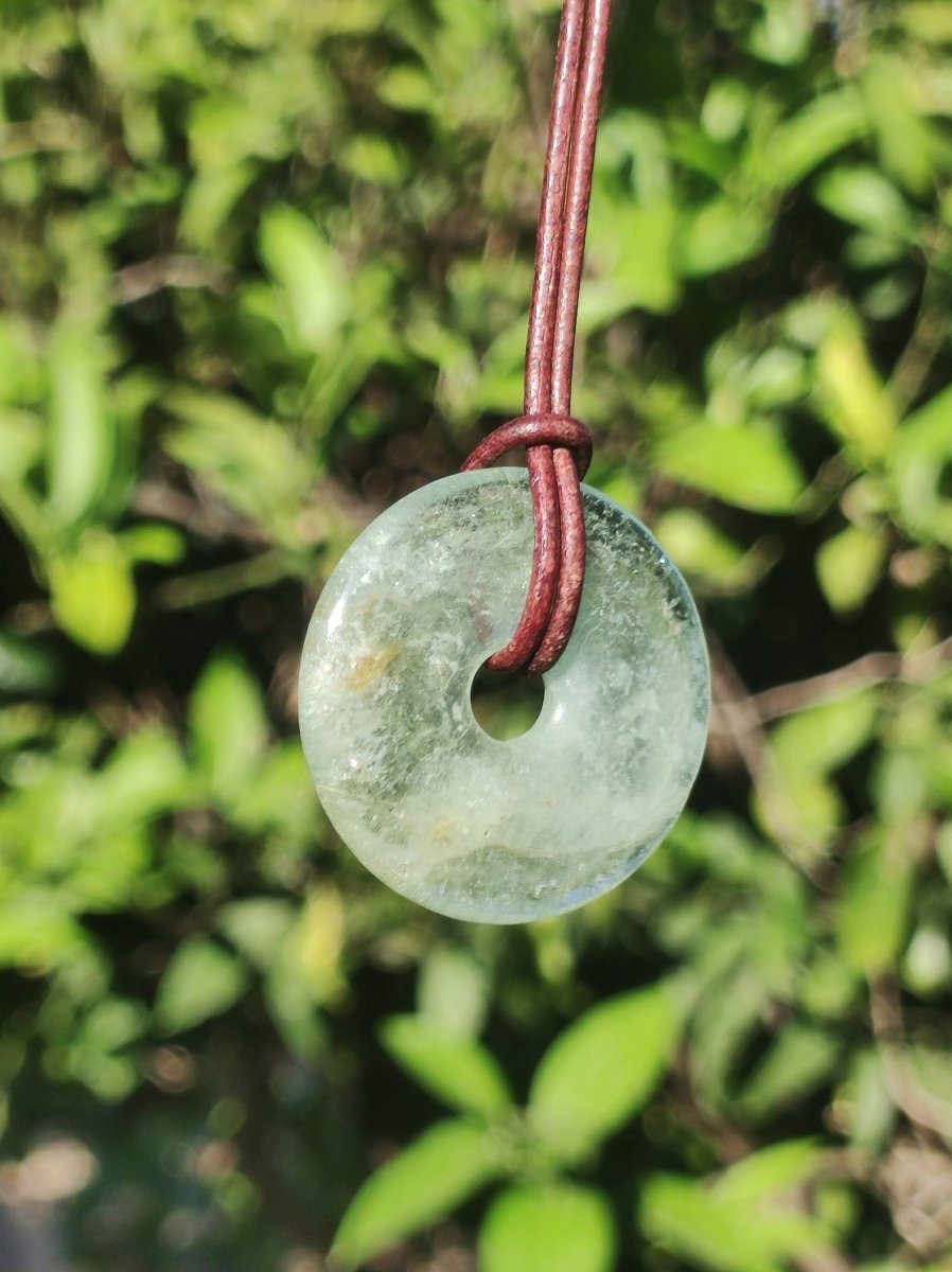 Aquamarin ~ Edelstein Donut Kette blau Rarität Natur Goa HIPPIE Heilstein Kristalle Anhänger Mann Frau Kind Geschenk Er Sie Bruder Schwester - Art of Nature Berlin