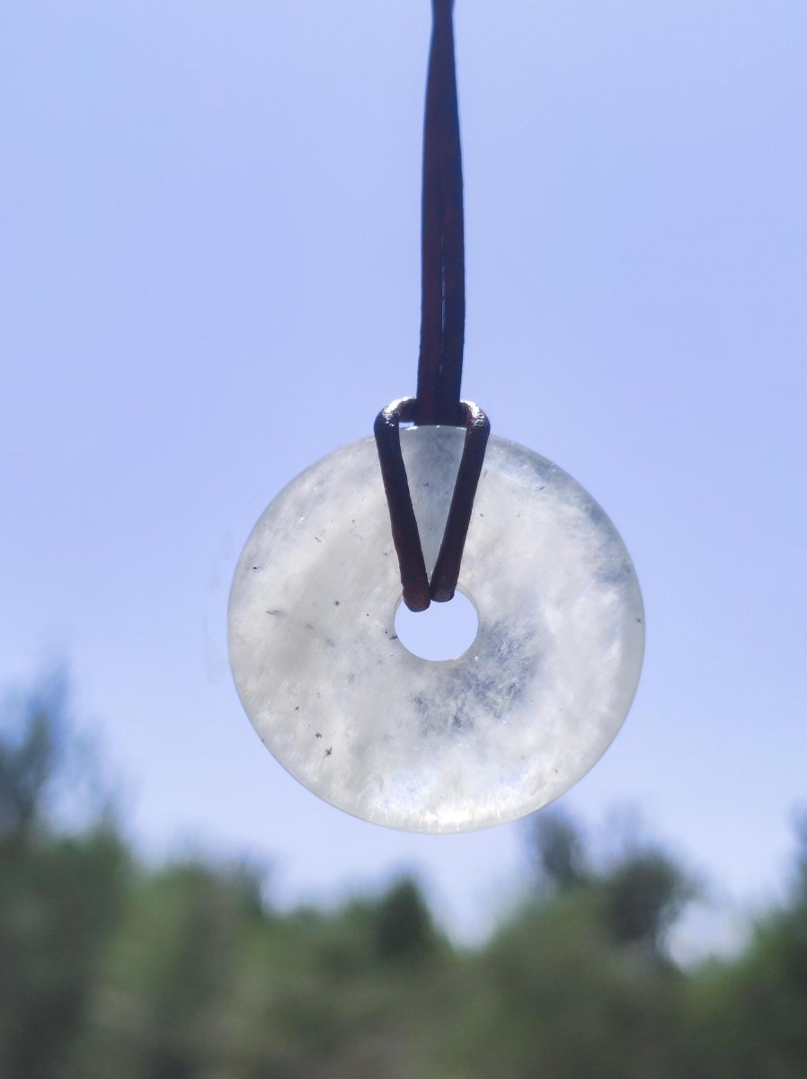 Aquamarin ~ Edelstein Donut Kette blau Rarität Natur Goa HIPPIE Heilstein Kristalle Anhänger Mann Frau Kind Geschenk Er Sie Bruder Schwester - Art of Nature Berlin