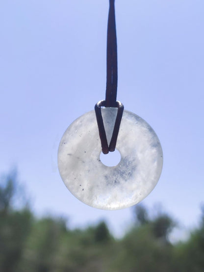 Aquamarin ~ Edelstein Donut Kette blau Rarität Natur Goa HIPPIE Heilstein Kristalle Anhänger Mann Frau Kind Geschenk Er Sie Bruder Schwester - Art of Nature Berlin