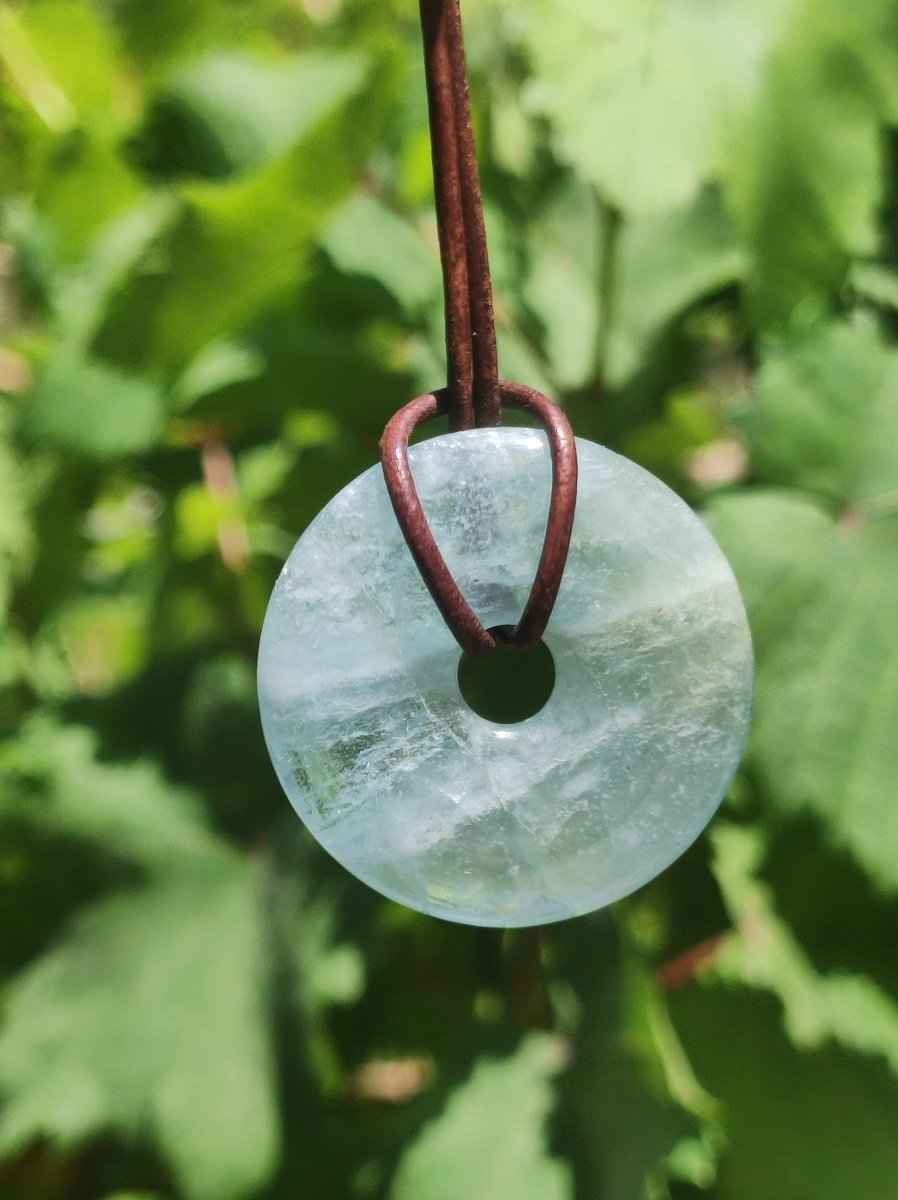 Aquamarin ~ Edelstein Donut Kette blau Rarität Natur Goa HIPPIE Heilstein Kristalle Anhänger Mann Frau Kind Geschenk Er Sie Bruder Schwester - Art of Nature Berlin