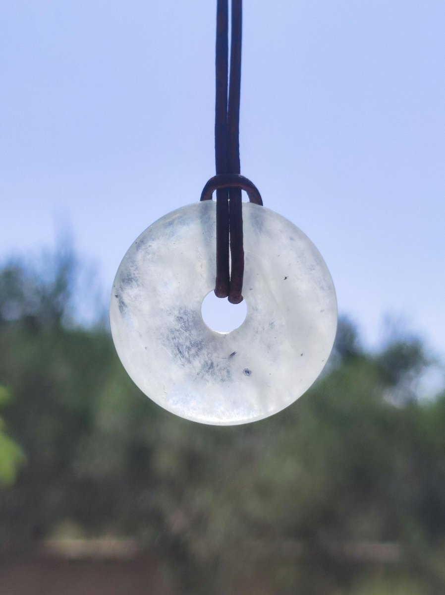 Aquamarin ~ Edelstein Donut Kette blau Rarität Natur Goa HIPPIE Heilstein Kristalle Anhänger Mann Frau Kind Geschenk Er Sie Bruder Schwester - Art of Nature Berlin