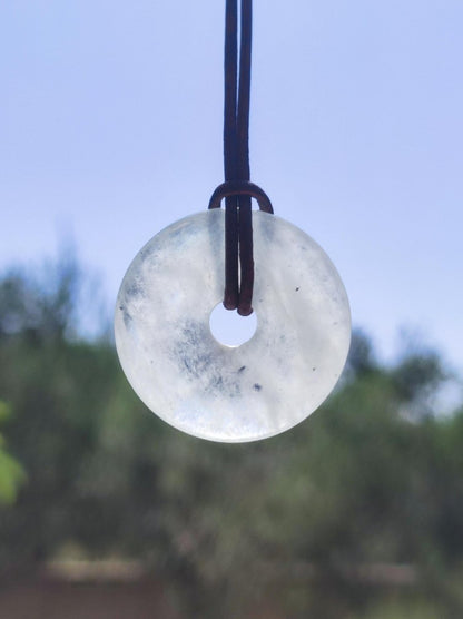 Aquamarin ~ Edelstein Donut Kette blau Rarität Natur Goa HIPPIE Heilstein Kristalle Anhänger Mann Frau Kind Geschenk Er Sie Bruder Schwester - Art of Nature Berlin