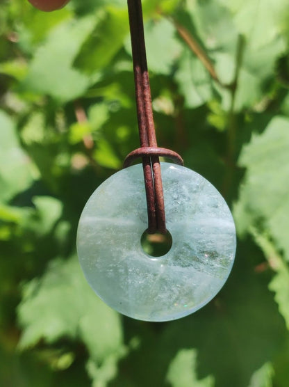 Aquamarin ~ Edelstein Donut Kette blau Rarität Natur Goa HIPPIE Heilstein Kristalle Anhänger Mann Frau Kind Geschenk Er Sie Bruder Schwester - Art of Nature Berlin