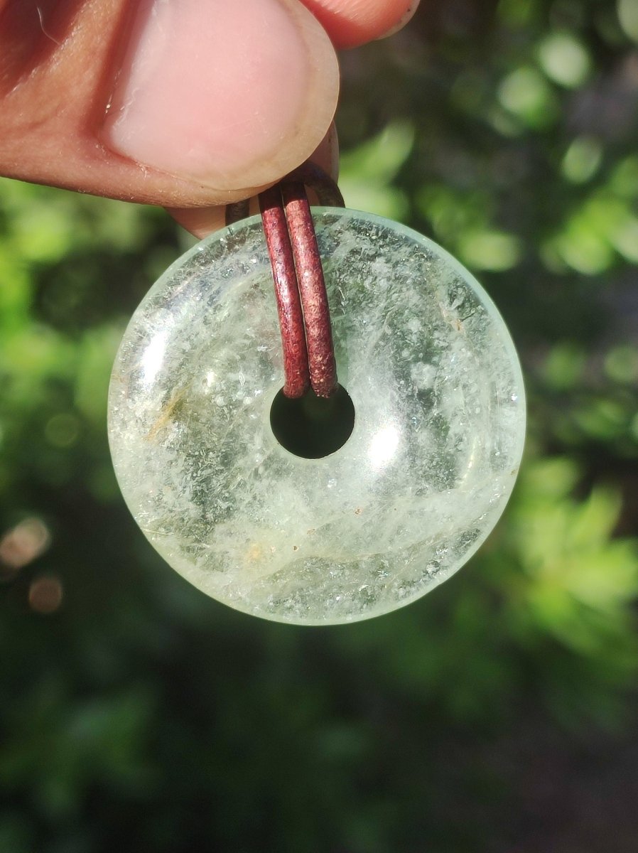 Aquamarin ~ Edelstein Donut Kette blau Rarität Natur Goa HIPPIE Heilstein Kristalle Anhänger Mann Frau Kind Geschenk Er Sie Bruder Schwester - Art of Nature Berlin