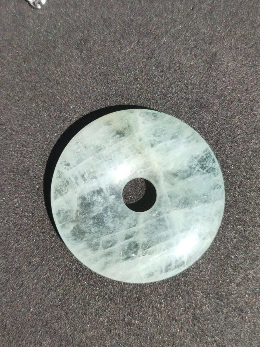 Aquamarin ~ Edelstein Donut Kette blau Rarität Natur Heilstein Kristall Anhänger Mann Frau Kind Er Sie Bruder Schwester Geschenk Qualität - Art of Nature Berlin