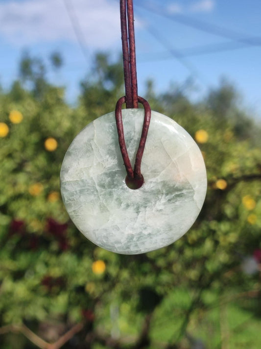 Aquamarin ~ Edelstein Donut Kette blau Rarität Natur Heilstein Kristall Anhänger Mann Frau Kind Er Sie Bruder Schwester Geschenk Qualität - Art of Nature Berlin