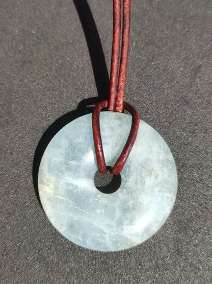 Aquamarin ~ Edelstein Donut Kette blau Rarität Natur Heilstein Kristall Anhänger Mann Frau Kind Er Sie Bruder Schwester Geschenk Qualität - Art of Nature Berlin
