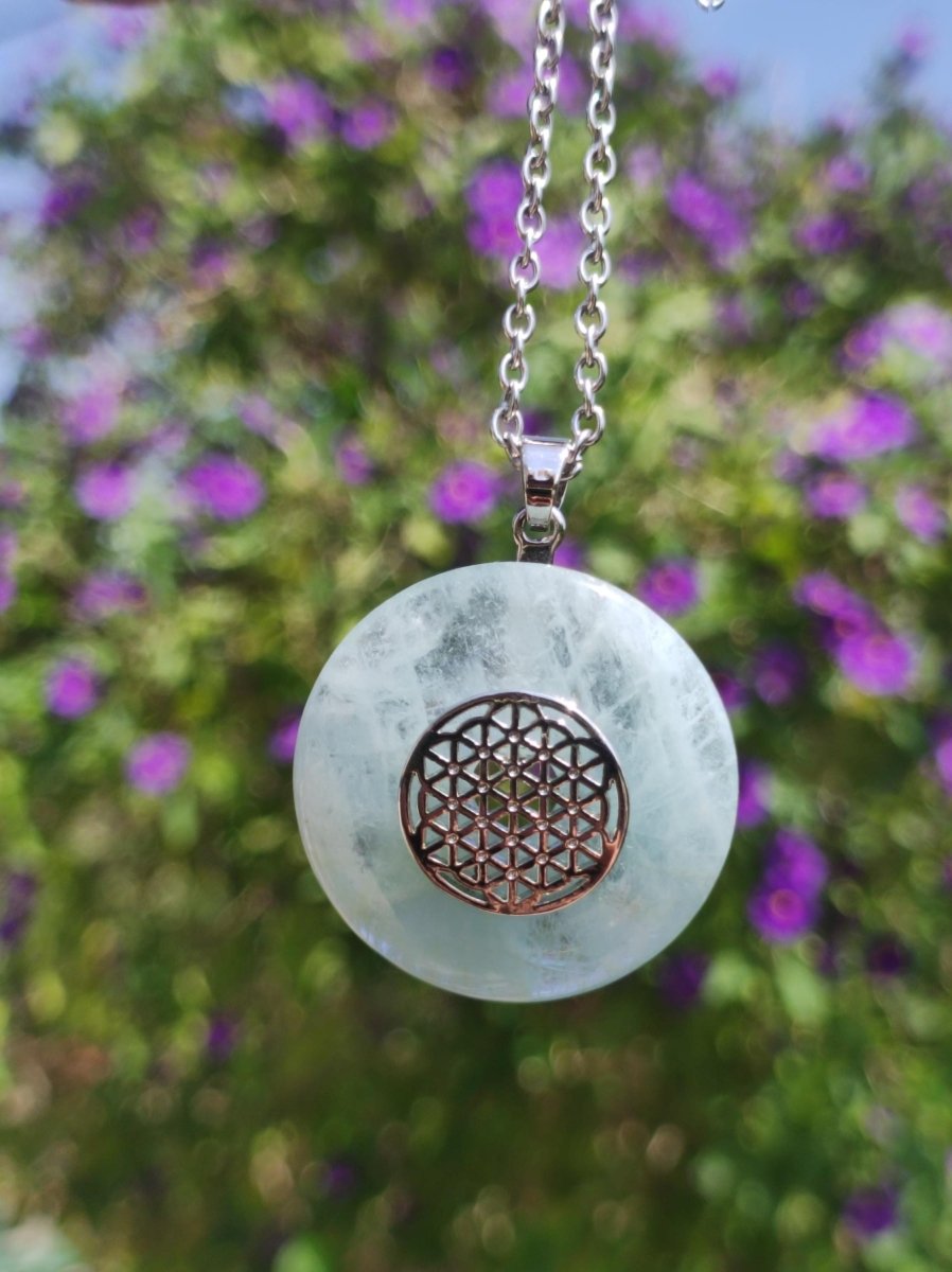 Aquamarin ~ Edelstein Donut Kette blau Rarität Natur Heilstein Kristall Anhänger Mann Frau Kind Er Sie Bruder Schwester Geschenk Qualität - Art of Nature Berlin