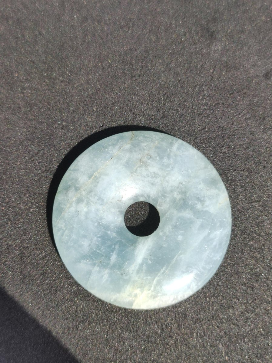 Aquamarin ~ Edelstein Donut Kette blau Rarität Natur Heilstein Kristall Anhänger Mann Frau Kind Er Sie Bruder Schwester Geschenk Qualität - Art of Nature Berlin