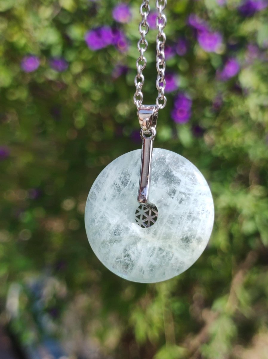 Aquamarin ~ Edelstein Donut Kette blau Rarität Natur Heilstein Kristall Anhänger Mann Frau Kind Er Sie Bruder Schwester Geschenk Qualität - Art of Nature Berlin